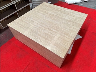 Beige Travertine Square Coffee Table Interior Design