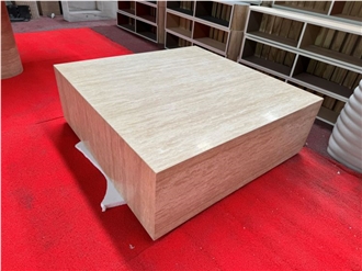Beige Travertine Square Coffee Table Interior Design