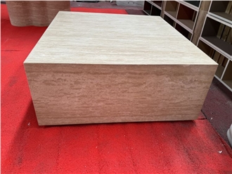 Beige Travertine Square Coffee Table Interior Design