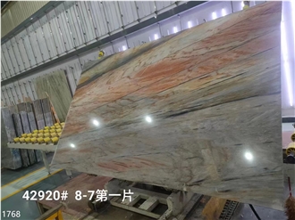 Golden Zelle Quartzite Slabs Multicolor Stone Tile For Wall