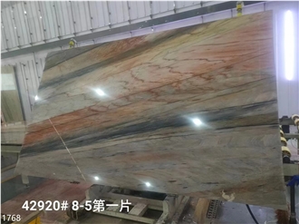 Golden Zelle Quartzite Slabs Multicolor Stone Tile For Wall