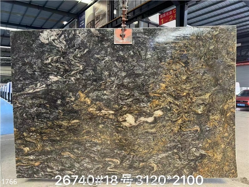 Platinum Granite Slabs Black Gold Diamond Stone Tile