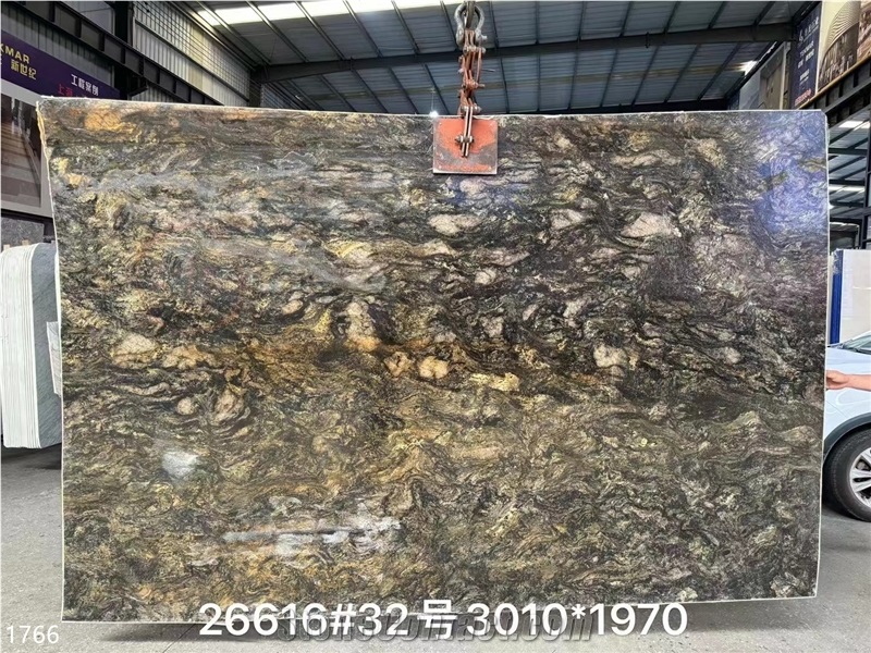 Platinum Granite Slabs Black Gold Diamond Stone Tile