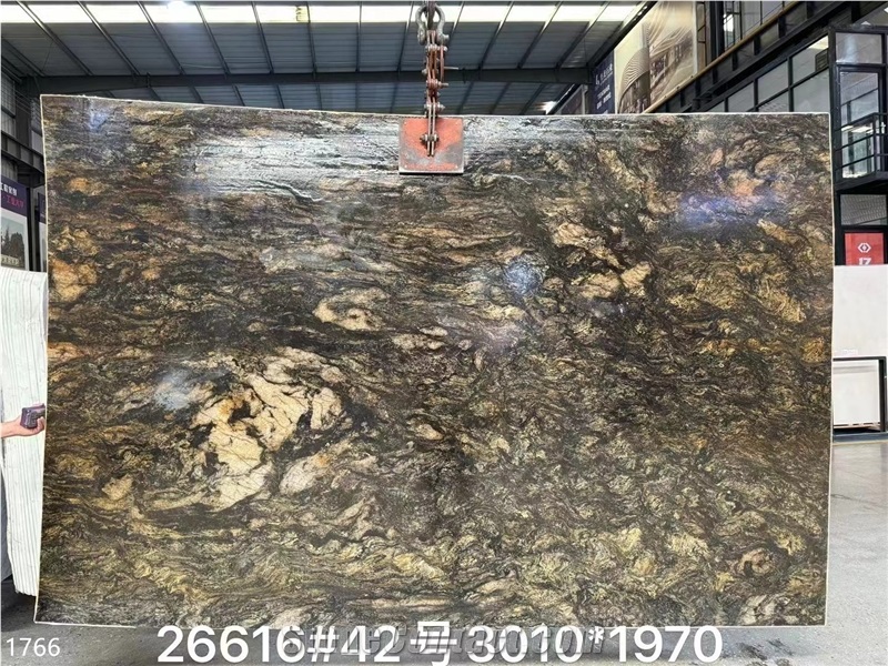 Platinum Granite Slabs Black Gold Diamond Stone Tile