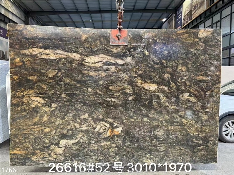 Platinum Granite Slabs Black Gold Diamond Stone Tile