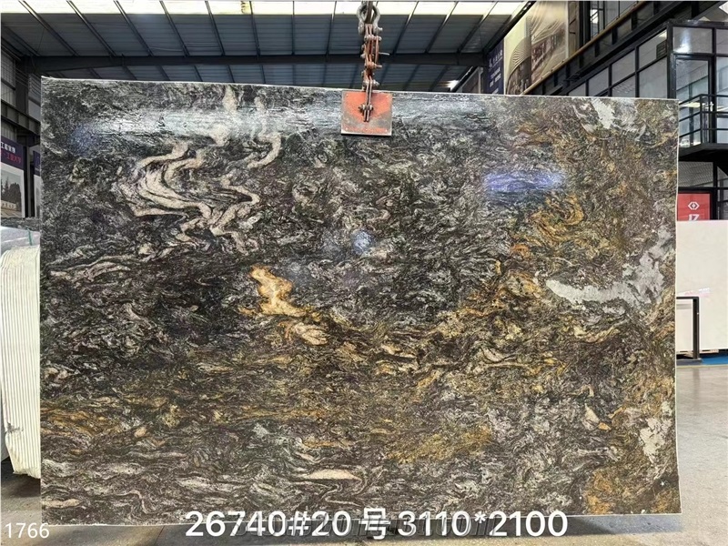 Platinum Granite Slabs Black Gold Diamond Stone Tile