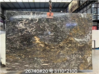 Platinum Granite Slabs Black Gold Diamond Stone Tile