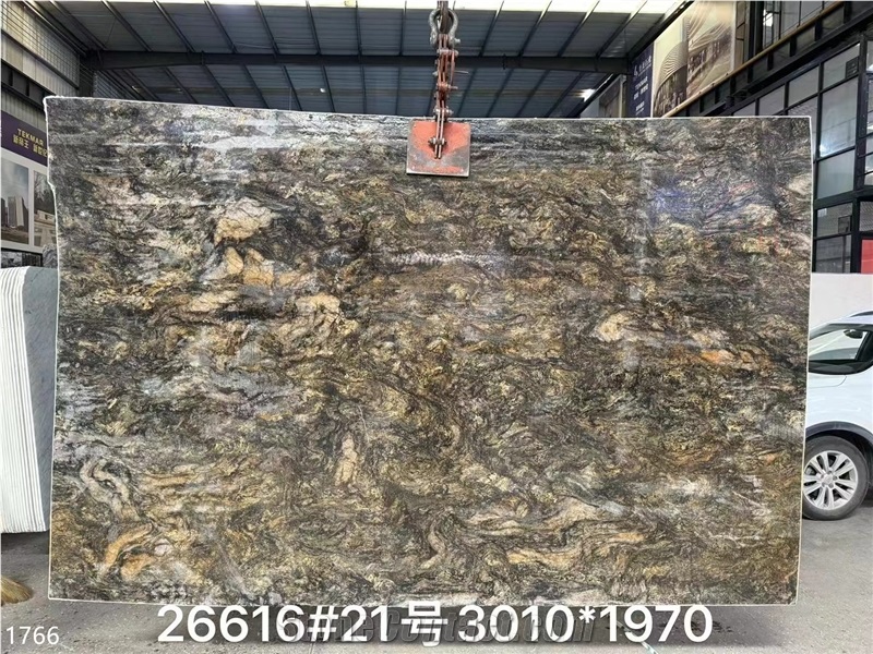 Platinum Granite Slabs Black Gold Diamond Stone Tile