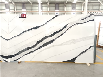 5008-Panda White Quartz Artificial Bathroom Countertop