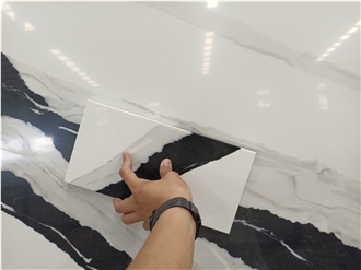 5008-Panda White Quartz Artificial Bathroom Countertop