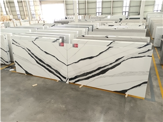 5008-Panda White Quartz Artificial Bathroom Countertop