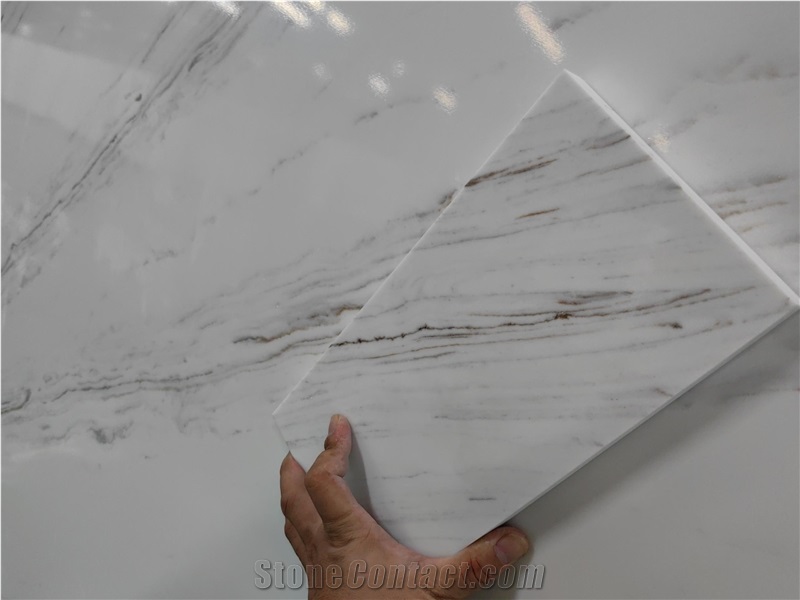 5018 Ariston White Artificial Stone Quartz Slabs