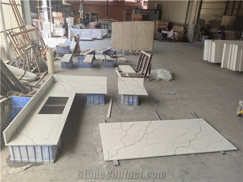 5042 Laza White Artificial Quartz Kitchen Countertops