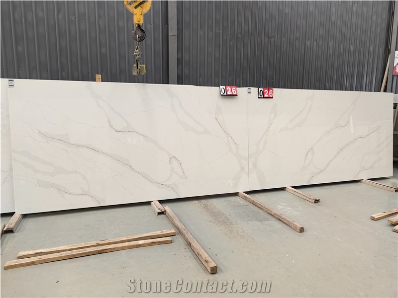 5052 Calacatta Leon Engineered Quartz Slab Quartz Tiles