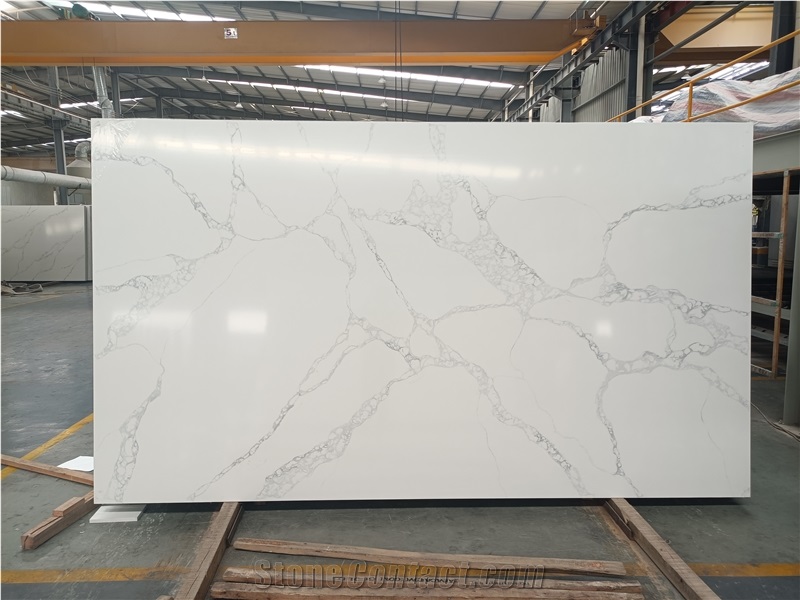 GOLDTOP 5058 Calacatta Ocean Quartz Slabs For Hotel