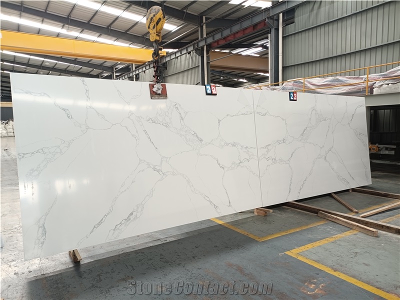 GOLDTOP 5058 Calacatta Ocean Quartz Slabs For Hotel