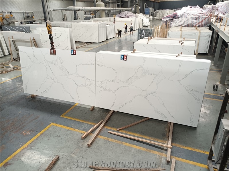 GOLDTOP 5058 Calacatta Ocean Quartz Slabs For Hotel