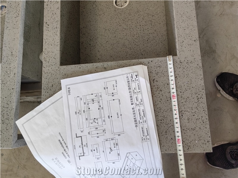 Sparkle Grey Quartz Artificial Stone Countertop