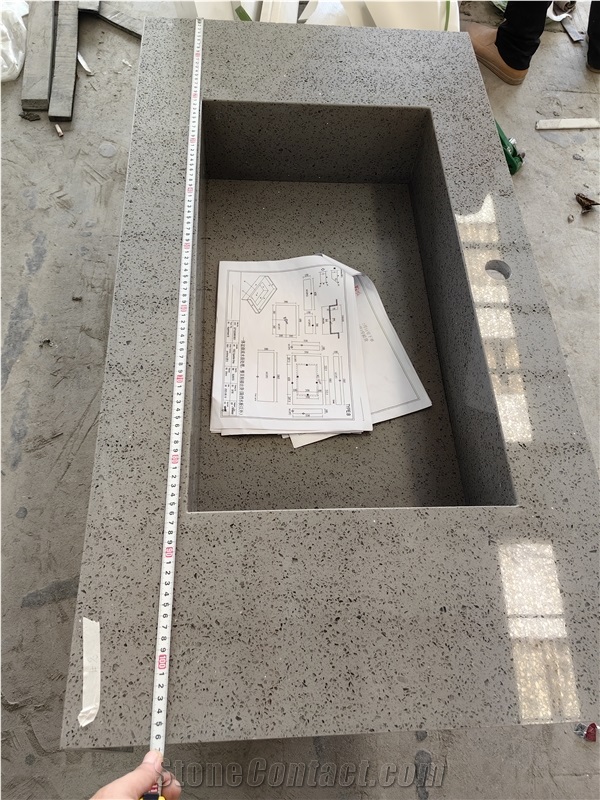 Sparkle Grey Quartz Artificial Stone Countertop