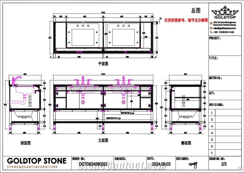 Custom 18Mm Grey Veins Crystal White Marble Countertops
