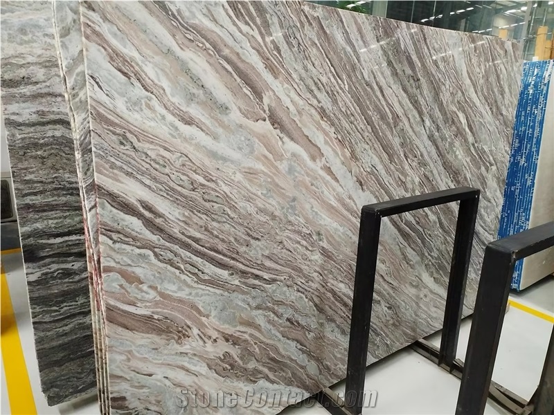Fantasy Brown Marble Unique Natural Marble Double Sink Island Tops