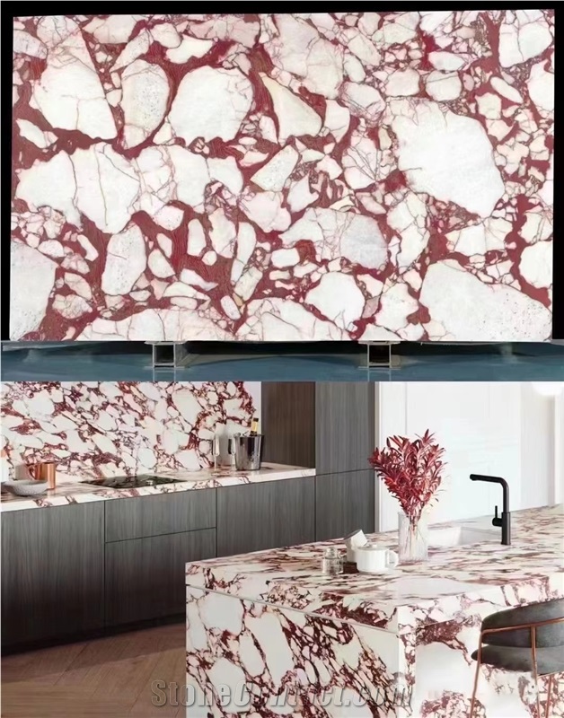 Luxury Design Unique Veins Bulgari Red Marble Countertops
