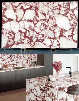 Luxury Design Unique Veins Bulgari Red Marble Countertops