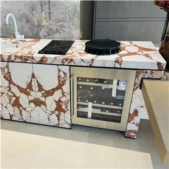 Luxury Design Unique Veins Bulgari Red Marble Countertops