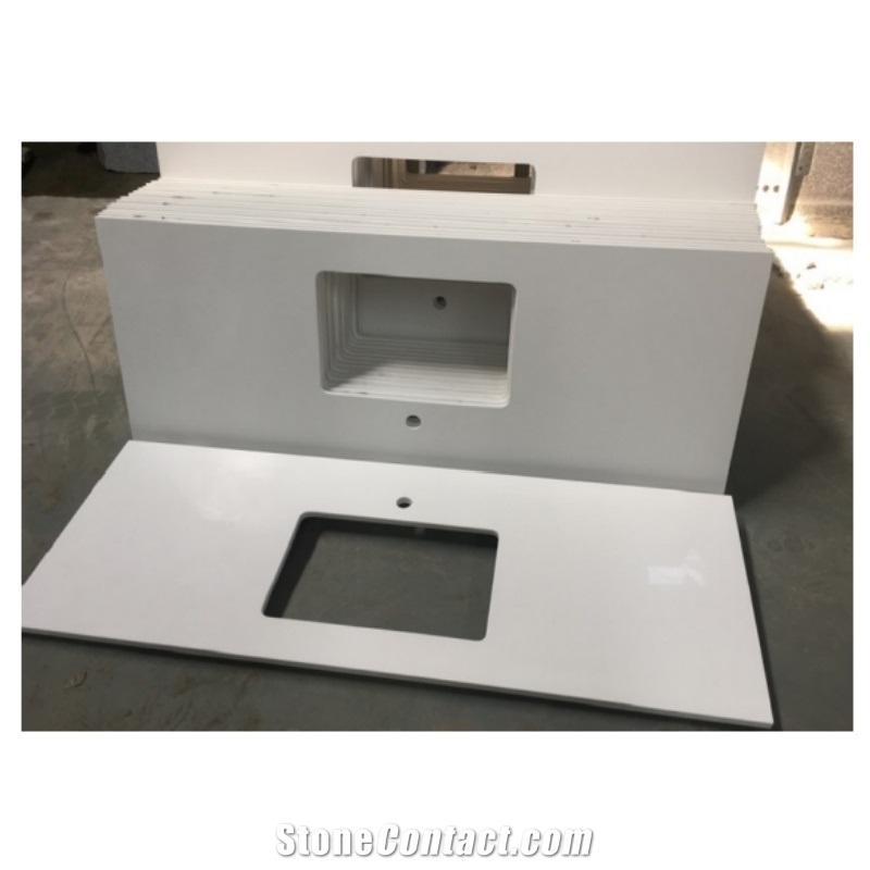 Pure White Quartz Stone Kitchen Countertop