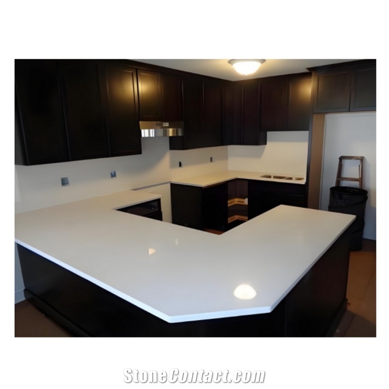 Pure White Quartz Stone Kitchen Countertop