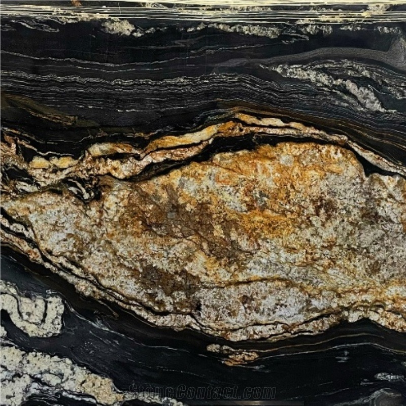 Black Fusion Granite Slabs, Tiles