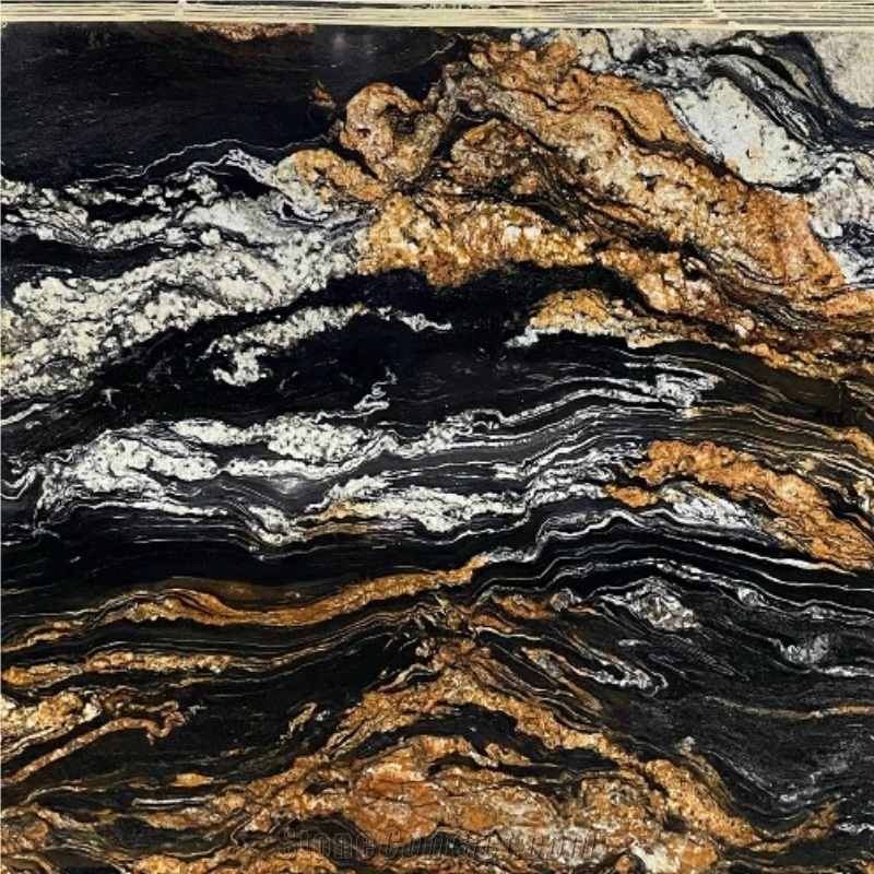Black Fusion Granite Slabs, Tiles