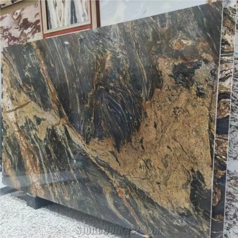 Black Fusion Granite Slabs, Tiles