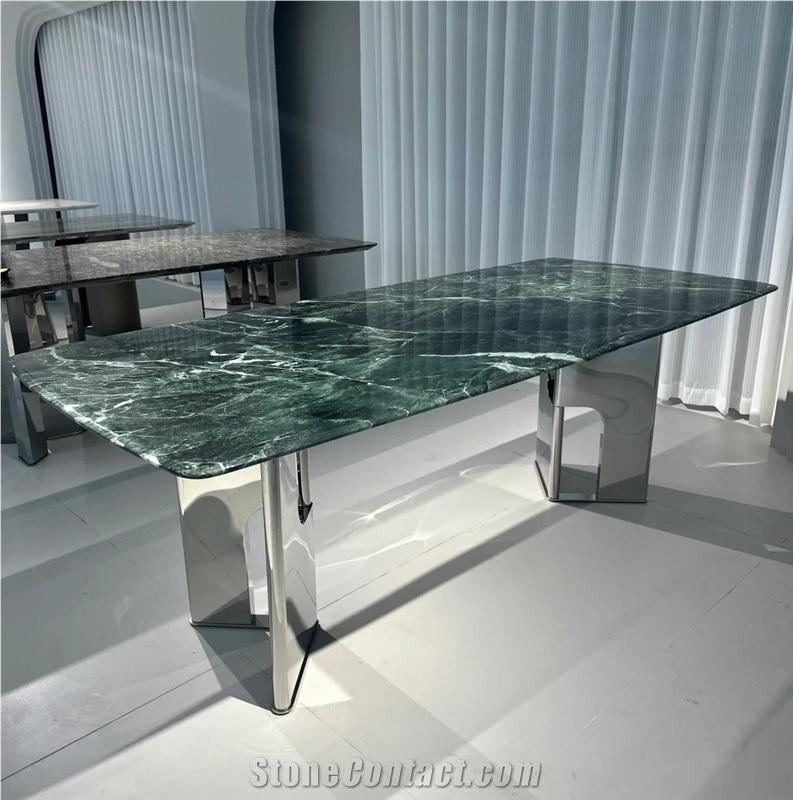HRST Green Marble Dining Table  Restaurant Table Tops OEM