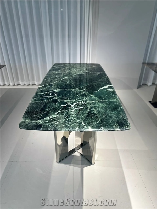 HRST Green Marble Dining Table  Restaurant Table Tops OEM