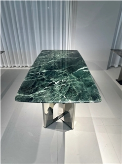 HRST Green Marble Dining Table  Restaurant Table Tops OEM