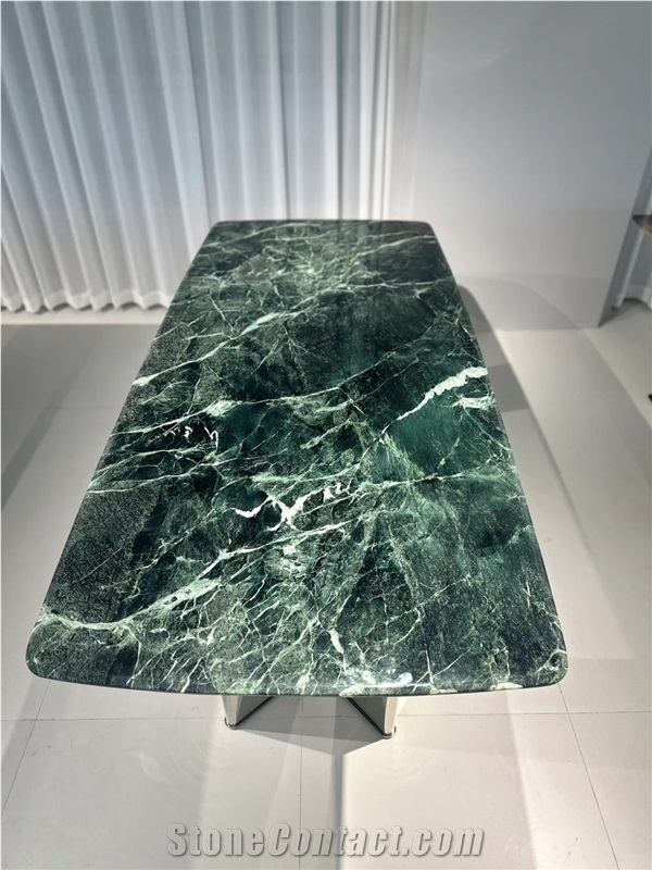 HRST Green Marble Dining Table  Restaurant Table Tops OEM