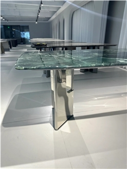 HRST Green Marble Dining Table  Restaurant Table Tops OEM