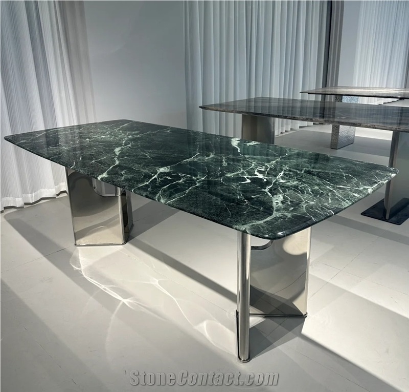 HRST Green Marble Dining Table  Restaurant Table Tops OEM