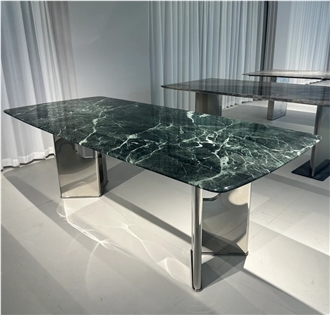 HRST Green Marble Dining Table  Restaurant Table Tops OEM