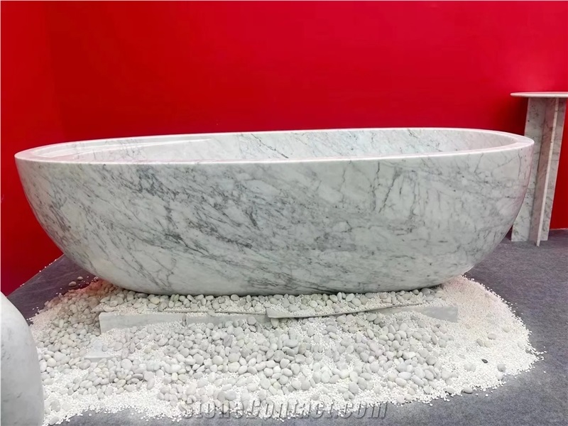 Stone Carrara  Marble Oval Bathtub For Hotel And Home