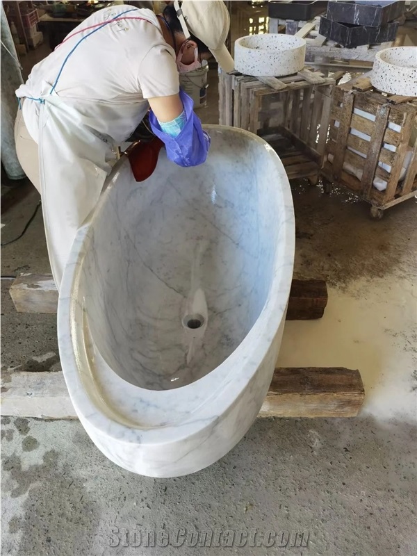 Stone Carrara  Marble Oval Bathtub For Hotel And Home
