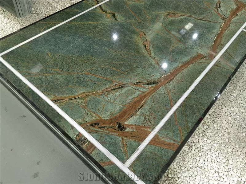 Rainforest Green Marble Slabs For Countertop And Walling