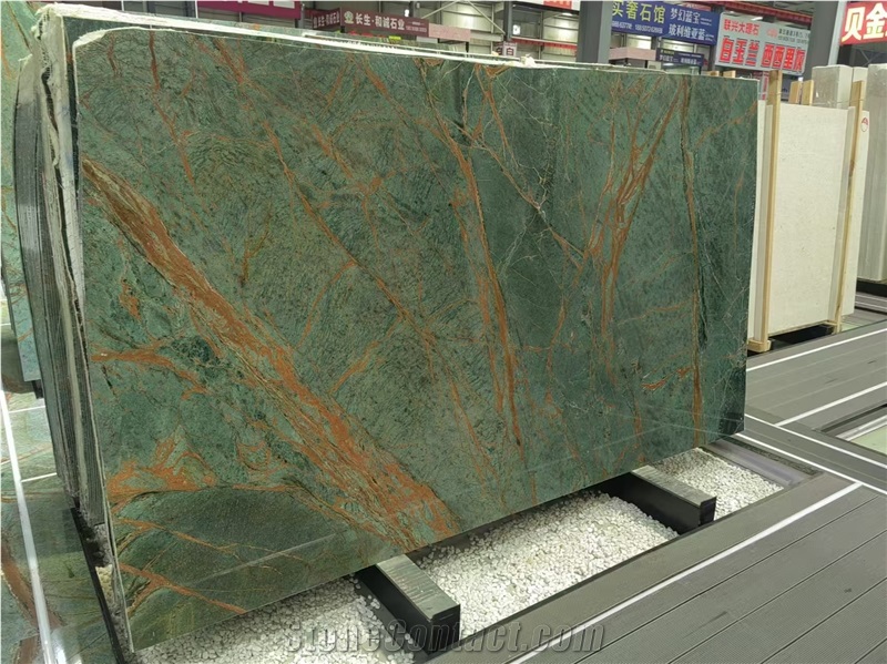 Rainforest Green Marble Slabs For Countertop And Walling