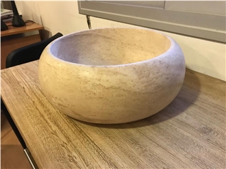 Beige Travertine Bowl Vessel Sink