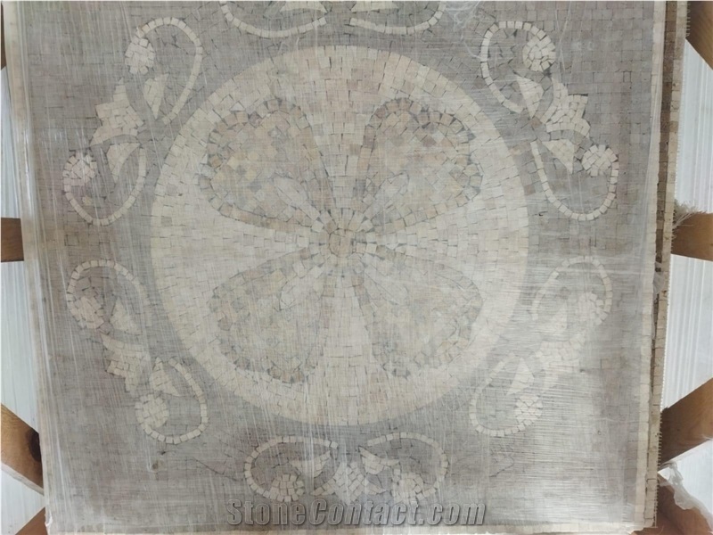 Four Leaf Clover Mosaic Floor Medallion