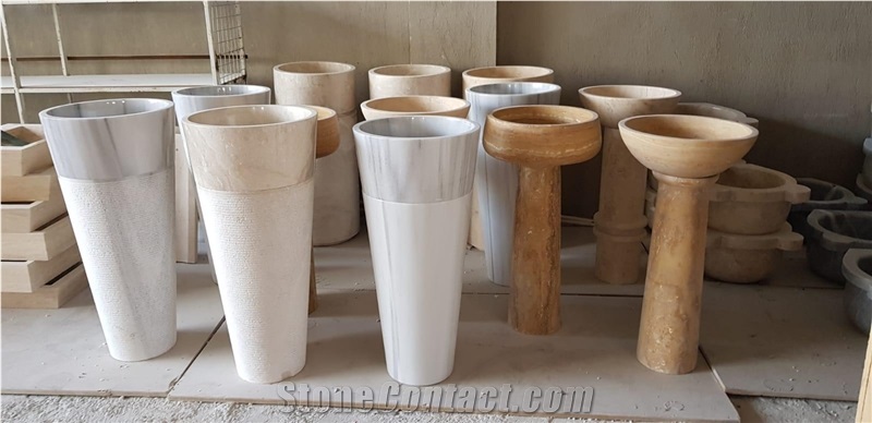 Marble And Travertine Free Standing Wash Basin