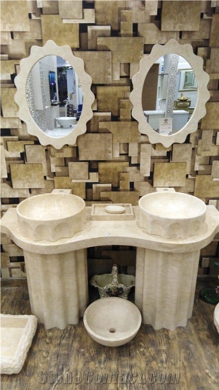 Pair Polished Free Standing Pedestal Wash Basin