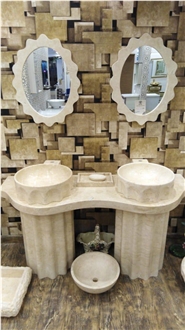 Pair Polished Free Standing Pedestal Wash Basin