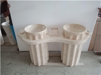 Pair Polished Free Standing Pedestal Wash Basin